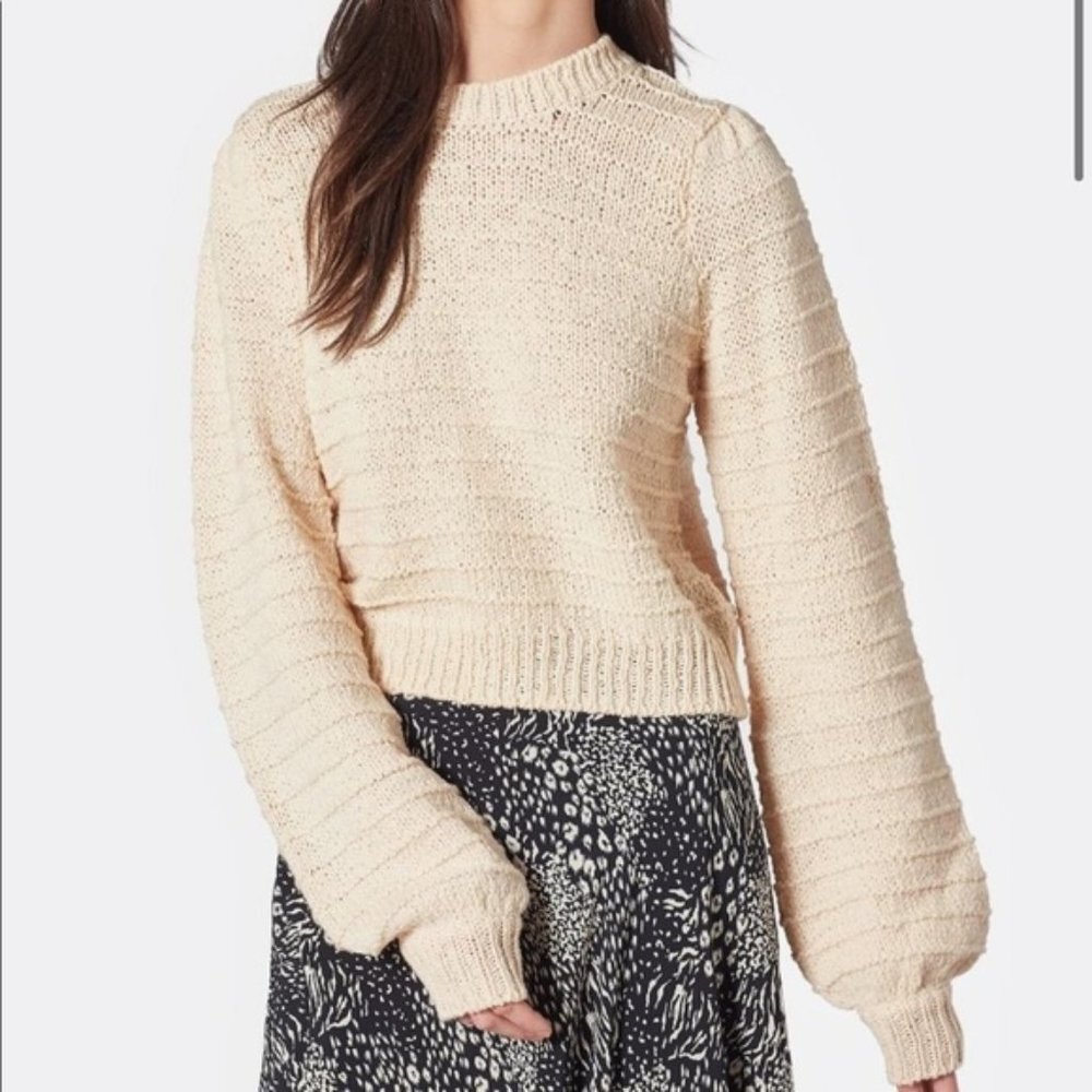 NWT Joie Kore Puffed Sleeve Cream Knit Sweater Small